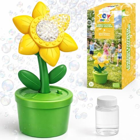 TOY Life Daisy Bubble Machine with LED Lights and Music, Automatic Bubble Maker for Indoor Outdoor Birthday Parties, Easter, Wedding, Portable Battery Operated Bubbles Blower Gift for Girls Boys in Kuwait
