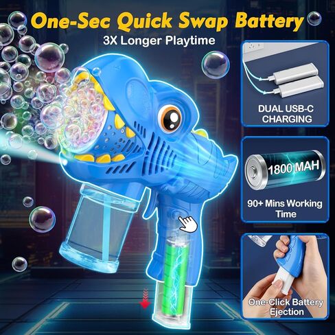 Bubble Machine Gun Kids Toys 2 Pack Rechargeable Bubble Guns with 4 Solutions Bubbles for Kids Toddlers Maker Blower Easter Basket Stuffers Dinosaur Outdoor Toys Valentines Boys Girls in Kuwait