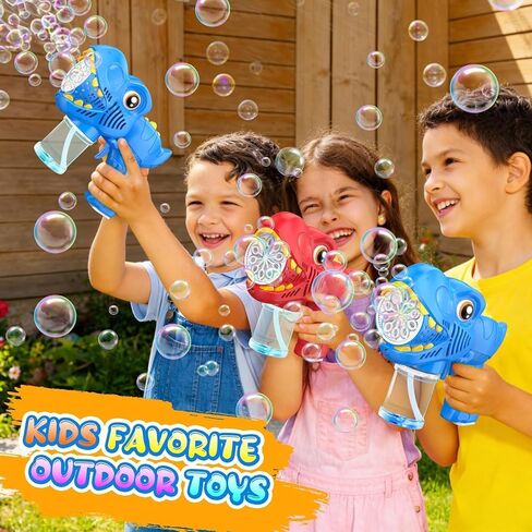 Bubble Machine Gun Kids Toys 2 Pack Rechargeable Bubble Guns with 4 Solutions Bubbles for Kids Toddlers Maker Blower Easter Basket Stuffers Dinosaur Outdoor Toys Valentines Boys Girls in Kuwait