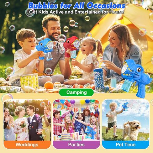 Bubble Machine Gun Kids Toys 2 Pack Rechargeable Bubble Guns with 4 Solutions Bubbles for Kids Toddlers Maker Blower Easter Basket Stuffers Dinosaur Outdoor Toys Valentines Boys Girls in Kuwait