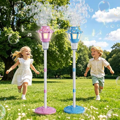 2 Pack Street Lamp Bubble Machine with Light, Rechargeable Outdoor Summer Bubbles Toys for Kids & Adults, Bubble Blower and Wand Toy, Birthday Christmas Party Gifts for Toddlers Teens in Kuwait