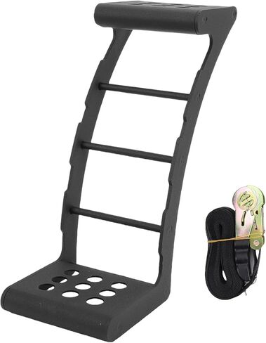 سلم عجلة إطارات Qinlorgo SUV، خطوة إطار شديدة التحمل تناسب إطارات 24-35 بوصة لسيارات JK JL TJ YJ CJ، فولاذ كربوني مع حزام سقاطة لسيارات الدفع الرباعي والمركبات الترفيهية in Kuwait