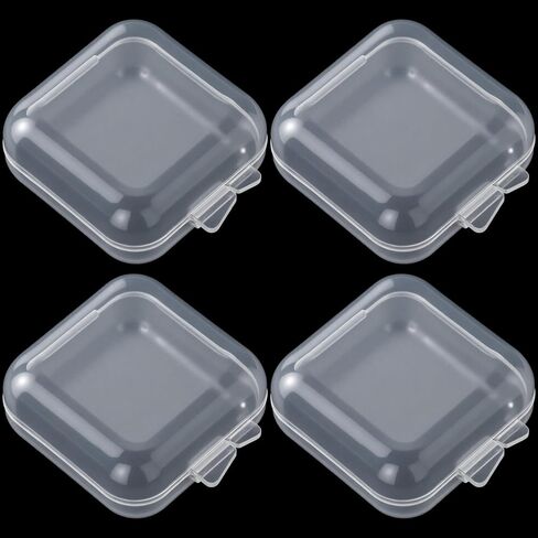 HINZIC 4pcs Clear Plastic Ear Plug Cases, Mini Thicken Storage Cases Boxes for Jewelry, Small Portable Square Storage Box Organizer for Jewelry Bead Necklace Bracelet Storing in Kuwait