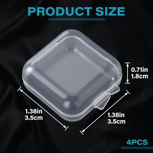 HINZIC 4pcs Clear Plastic Ear Plug Cases, Mini Thicken Storage Cases Boxes for Jewelry, Small Portable Square Storage Box Organizer for Jewelry Bead Necklace Bracelet Storing in Kuwait