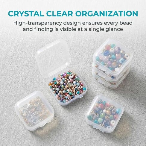 HINZIC 4pcs Clear Plastic Ear Plug Cases, Mini Thicken Storage Cases Boxes for Jewelry, Small Portable Square Storage Box Organizer for Jewelry Bead Necklace Bracelet Storing in Kuwait