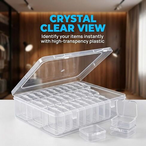 Huacan 30 Grid Diamond Painting Storage Containers, Transparent Bead Organizer Stackable Plastic Storage Boxes for DIY Crafts, Jewelry, Fuse Beads Accessories in Kuwait