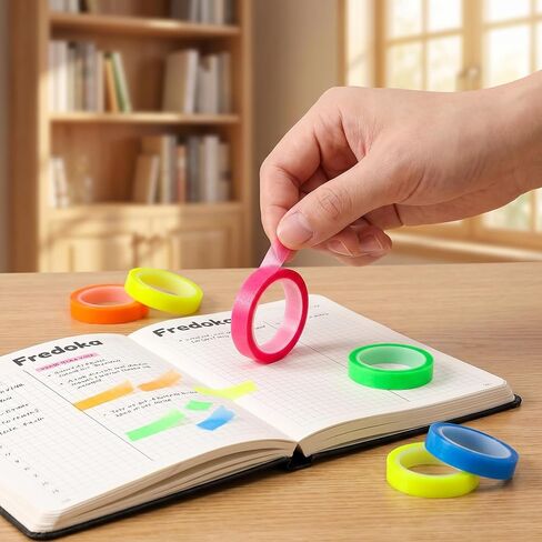 5 Rolls Highlighter Tape, Transparent Colored Removable Annotation Tape, Fluorescent Neon Marking Sticker for Books, Reading, Teachers, Students, Office Supplies in Kuwait
