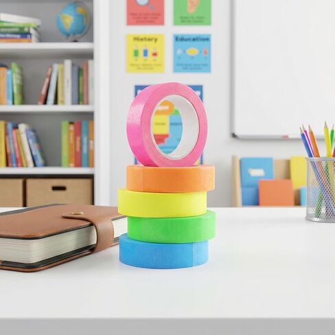 5 Rolls Highlighter Tape, Transparent Colored Removable Annotation Tape, Fluorescent Neon Marking Sticker for Books, Reading, Teachers, Students, Office Supplies in Kuwait