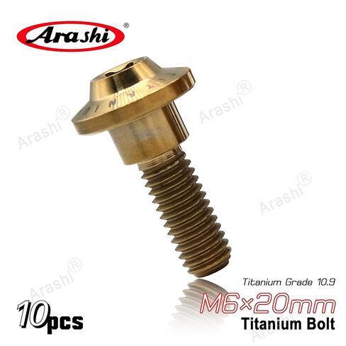 Arashi 10 Pcs M6x20mm Titanium Alloy Front Brake Disc Rotors Mounting Bolts Screws for Yamaha YZF R1 R6 R7 FZ1 FZ6 FZ8 MT09 FZ09 MT10 FZ10 XJ6 XTZ700 XTZ1200 XV1700PC Vmax1700 XV1900 in Kuwait