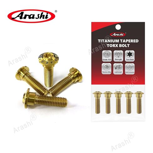 Arashi Mounting Bolts for Brake Discs Rotors M8 x 30mm x 1.25 mm Pitch Titanium Alloy Tapered Torx Screws Hex Allen Socket Head Gold Motorcycle Accessories Parts Pack of 10 in Kuwait