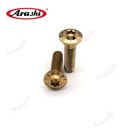 Arashi Mounting Bolts for Brake Discs Rotors M8 x 30mm x 1.25 mm Pitch Titanium Alloy Tapered Torx Screws Hex Allen Socket Head Gold Motorcycle Accessories Parts Pack of 10 in Kuwait