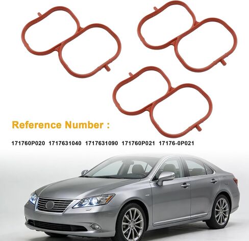 3PCS Upper Intake Manifold Plenum Gasket Set Compatible with Toyota Camry Avalon Highlander Sienna RAV4 for Lexus ES350 RX350 3.5L V6, Replaces 17176-0P020 17176-31040 17176-31090 in Kuwait