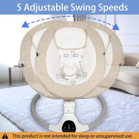 Baby Swing for Infants to Toddler Portable Babies Swing Timing Function 5 Swing Speeds Bluetooth Touch Screen Music Speaker with 10 Preset Lullabies 5-Point Carabiner in Saudi Arabia