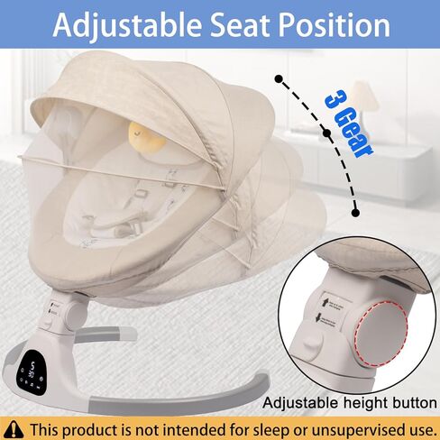 Baby Swing for Infants to Toddler Portable Babies Swing Timing Function 5 Swing Speeds Bluetooth Touch Screen Music Speaker with 10 Preset Lullabies 5-Point Carabiner in Saudi Arabia