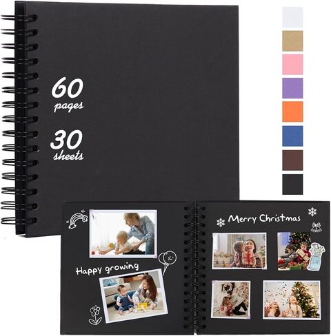 RECUTMS 10 x 10 Inch DIY Scrapbook Album 60 Pages Hardcover Kraft Paper Scrap Book Photo Albums Memory Book for Wedding and Anniversary Family (Black) in Saudi Arabia