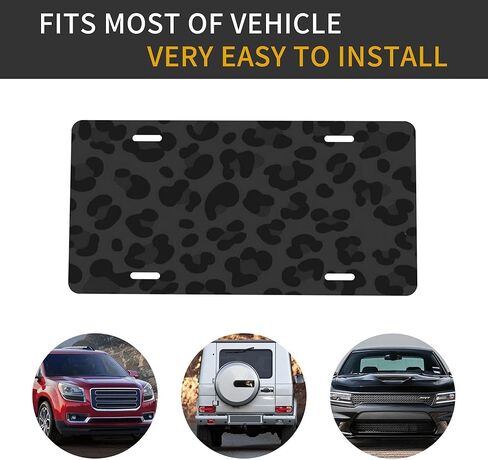 Black Cheetah Leopard License Plate Car Front License Plates with 4 Holes Funny Aluminum Metal for Car Accessory Novelty Vanity Tag for Us Canada License Plate Men Women Made in USA 6 * 12 in in Saudi Arabia