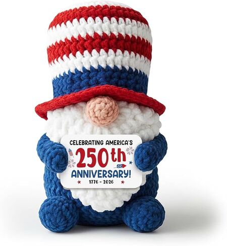 250th Anniversary USA Crochet - Gifts for Men Women Friends Brother Dad Grandpa, Celebrate America's Anniversary Crochet, 1776-2026 America Gnome Gift for Independence Day and 4th of July in Kuwait