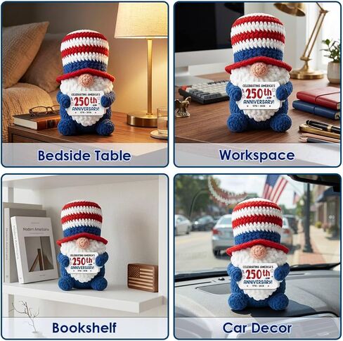 250th Anniversary USA Crochet - Gifts for Men Women Friends Brother Dad Grandpa, Celebrate America's Anniversary Crochet, 1776-2026 America Gnome Gift for Independence Day and 4th of July in Kuwait