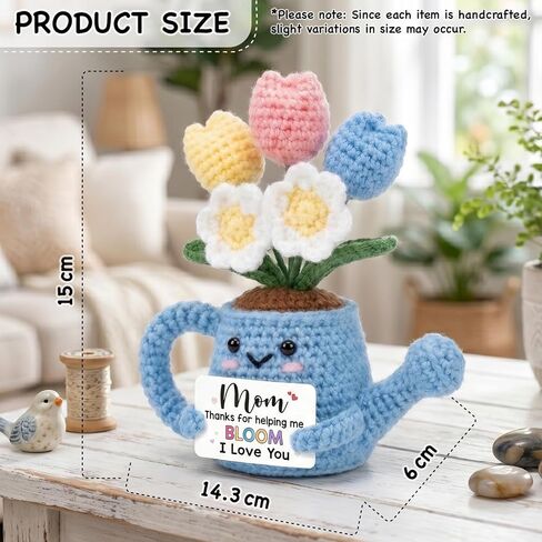 Birthday Gift for Mom 2026 - Unique Crochet Flower Pot, I Love You Mom Flower Crochet, Thank You for Helping Me Grow Gift, Stepmom Mother in Law Gifts from Daughter Son in Kuwait