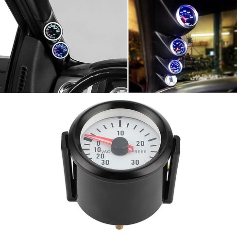 مقياس ضغط الفراغ العالمي Estink Turbo Boost 52 مم من 0 إلى 30 رطل لكل بوصة مربعة 12 فولت تيار مستمر، قرص LED أزرق، مقياس مؤشر بلاستيكي لمحركات السيارات، سهل القراءة والتركيب السريع in Kuwait