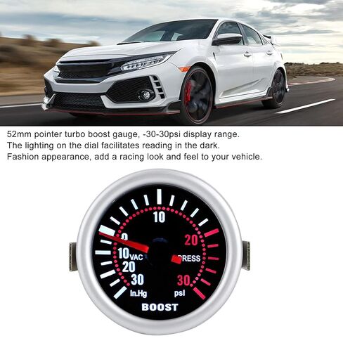 Keenso Boost Gauge,Numbers and Pointing Clearly Show the Turbo Boost,the Lighting on the Dial with High Accuracy,Fit for Most 12v Vehicles in Kuwait