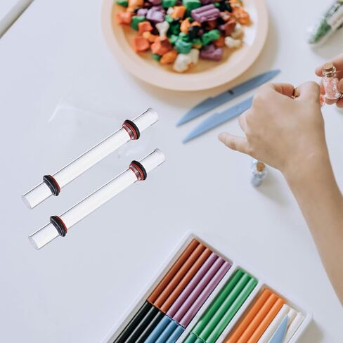قطعتان من أدوات أسطوانة طين البوليمر من Shcobomo، أدوات أسطوانة بلاطة شفافة مع حلقات سمك، أدوات طين بوليمر دائرية شفافة من البلاستيك لتشكيل حرفة الفخار بنفسك (19.5 × 2 سم) in Kuwait