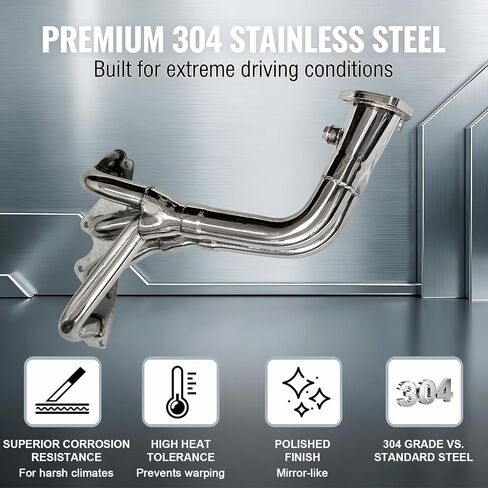 304 Stainless Steel Exhaust Header for 1989-1994 Geo Tracker 1.6L SOHC L4, 1986-1996 Suzuki Samurai 1.3L SOHC, 1989-1994 Suzuki Sidekick 1.6L SOHC in Kuwait