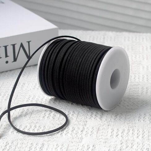 50 Yards Flat Leather String Cord, Suede Ribbon for Jewelry Making, Faux Leather Strips Twine for Shoe Laces for Boots, Bracelets, Necklaces Crafts (Dark Brown, 1 Roll) in Kuwait