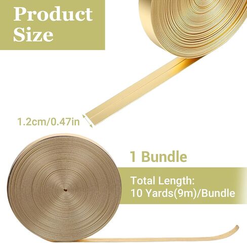 Andibro 10Yards Flat Metallic Leather Gold Straps, 0.47 Inch Gold String Flat Leather Cord Glossy Craft Lace for DIY in Kuwait