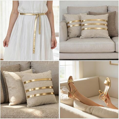 Andibro 10Yards Flat Metallic Leather Gold Straps, 0.47 Inch Gold String Flat Leather Cord Glossy Craft Lace for DIY in Kuwait