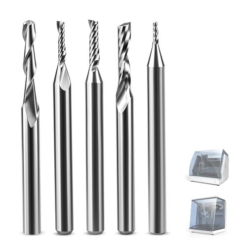 مجموعة رؤوس توجيه نحت الخشب CNC 5 قطع لآلات CNC لسطح المكتب Carvera/Carvera Air، مناسبة لآلات CNC، أدوات حفر CNC عالية الدقة (قطعة نقش فلوت واحدة) in Kuwait