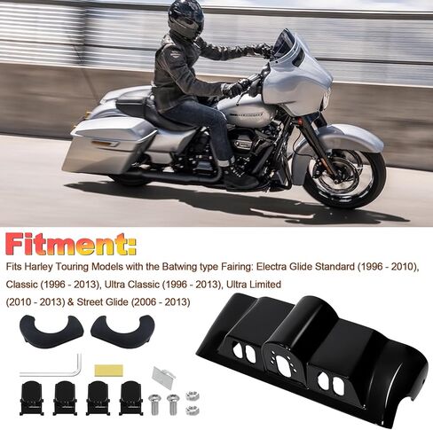 لوحة انسيابية داخلية ABS باللون الأسود الزاهي مع مجموعة غطاء التبديل لدراجات Harley Touring Street glide 2006-2013 وElectra glide، موديلات Ultra Classic 1996-2013 in Kuwait