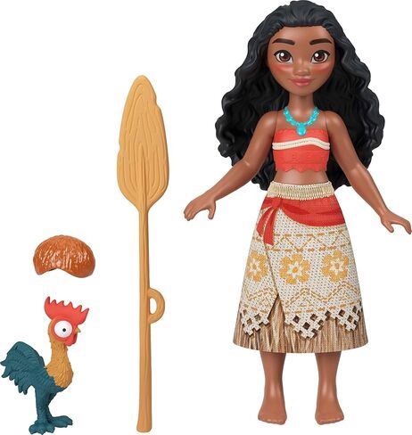 Mattel Disney Toys, Moana Small Doll & Floating Boat Playset with Heihei Rooster Figure, Wave Launcher & 2 Accessories, Inspired by Movie in Kuwait