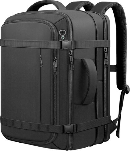Ample Space Travel Backpack with LifetimeWarranty,Expandable Carry on Backpack with Cable Access Port,Fits 17.3"Laptop Notebook,Water Resistant Weekender Backpack Business Trips,Daily Travel,Black in Kuwait