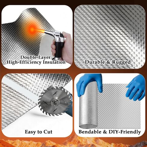 Exhaust Heat Shield Automotive, 12" x 20" Heavy Duty Embossed Aluminum Heat Shield Wrap - Reflects 95% of Radiant Heat, Muffler Exhaust Wrap for Car, with 15 Metal Ties in Kuwait