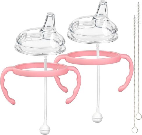Sippy Cup Soft Spout Conversion Kit for Comotomo Baby Bottles, Sippy Cup Transition Set with Sippy Spout Nipples, Weighted Straws, Bottle Handles and Cleaning Brushes, Green, 2 Pack in Saudi Arabia