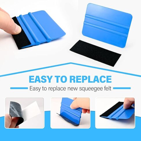 2 Pack Vinyl Squeegee with 2 PCS Felt Fabric for Tint Film Decal Squeegee Application Tool, Installation Wallpaper Smooth Tool,Blue and Black in Kuwait