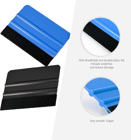 2 Pack Vinyl Squeegee with 2 PCS Felt Fabric for Tint Film Decal Squeegee Application Tool, Installation Wallpaper Smooth Tool,Blue and Black in Kuwait