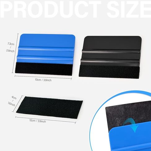 2 Pack Vinyl Squeegee with 2 PCS Felt Fabric for Tint Film Decal Squeegee Application Tool, Installation Wallpaper Smooth Tool,Blue and Black in Kuwait