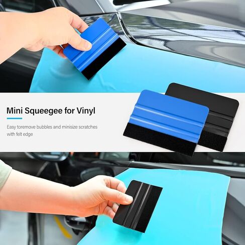 2 Pack Vinyl Squeegee with 2 PCS Felt Fabric for Tint Film Decal Squeegee Application Tool, Installation Wallpaper Smooth Tool,Blue and Black in Kuwait