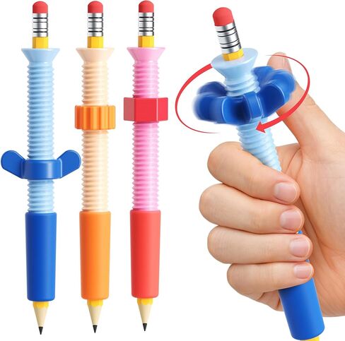 3 in 1 Pencil Fidgets for ADHD & Anxiety Relief,Fidget Pencil Topper with Spinner - Silent Sensory Stress Relief Tool for School,Office & Home,Assorted Fidget Pen Flipper Set, Classroom Essential in Kuwait