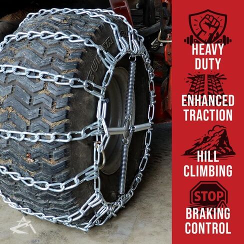 The ROP Shop 2 Link TIRE Chains & TENSIONERS 18x9.5x8 for Kubota Lawn Mower Garden Tractor in Kuwait