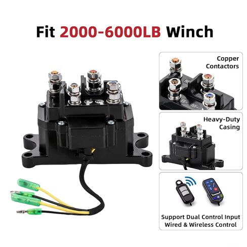 Winch Solenoid Relay 250A 12V for ATV UTV Truck Winch 2000-6000 LBS with 6 Protective Terminal Caps in Kuwait