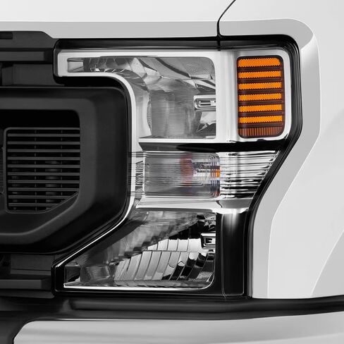Pair Headlights Assembly for Ford F250 F350 SuperDuty 2020 2021 2022 Left Driver Side and Right Passenger Side Chrome Housing Halogen Headlamps in Kuwait