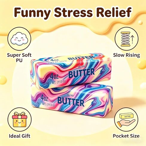 2 Packs Slow Rising Butter Squishy, Dumpling Squishies Butter Squeeze Toys Pack Sensory Stress Relief Soft & Stretchy Fidget Toy for Party Favors Squishy Butter in Kuwait