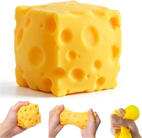 Cheese Squeeze, Soft Squishy Cheese Block Squeeze Fidget Toy, Mini Slow Rebound Sensory Toy for Stress Relief, Cute Novelty Desk Decor & Party Favors for Kids Adults in Kuwait