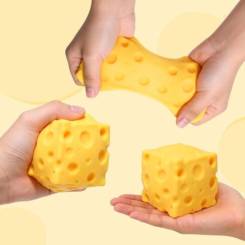 Cheese Squeeze, Soft Squishy Cheese Block Squeeze Fidget Toy, Mini Slow Rebound Sensory Toy for Stress Relief, Cute Novelty Desk Decor & Party Favors for Kids Adults in Kuwait