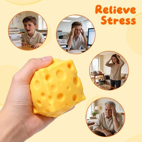 Cheese Squeeze, Soft Squishy Cheese Block Squeeze Fidget Toy, Mini Slow Rebound Sensory Toy for Stress Relief, Cute Novelty Desk Decor & Party Favors for Kids Adults in Kuwait