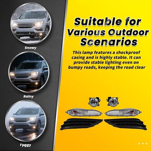 6PCS Bumper Fog Light & Turn Signal Lamp Compatible with Pilot 2016 2017 2018 Halogen w/Pair Cover Black Driver and Passenger Side 33900TBAA01 33950T5RA01 Left+Right in Kuwait