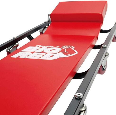 Big RED Torin Rolling Garage/Shop Creeper: 40" Padded Mechanic Cart with Adjustable Headrest and 6 Casters, Red in Kuwait
